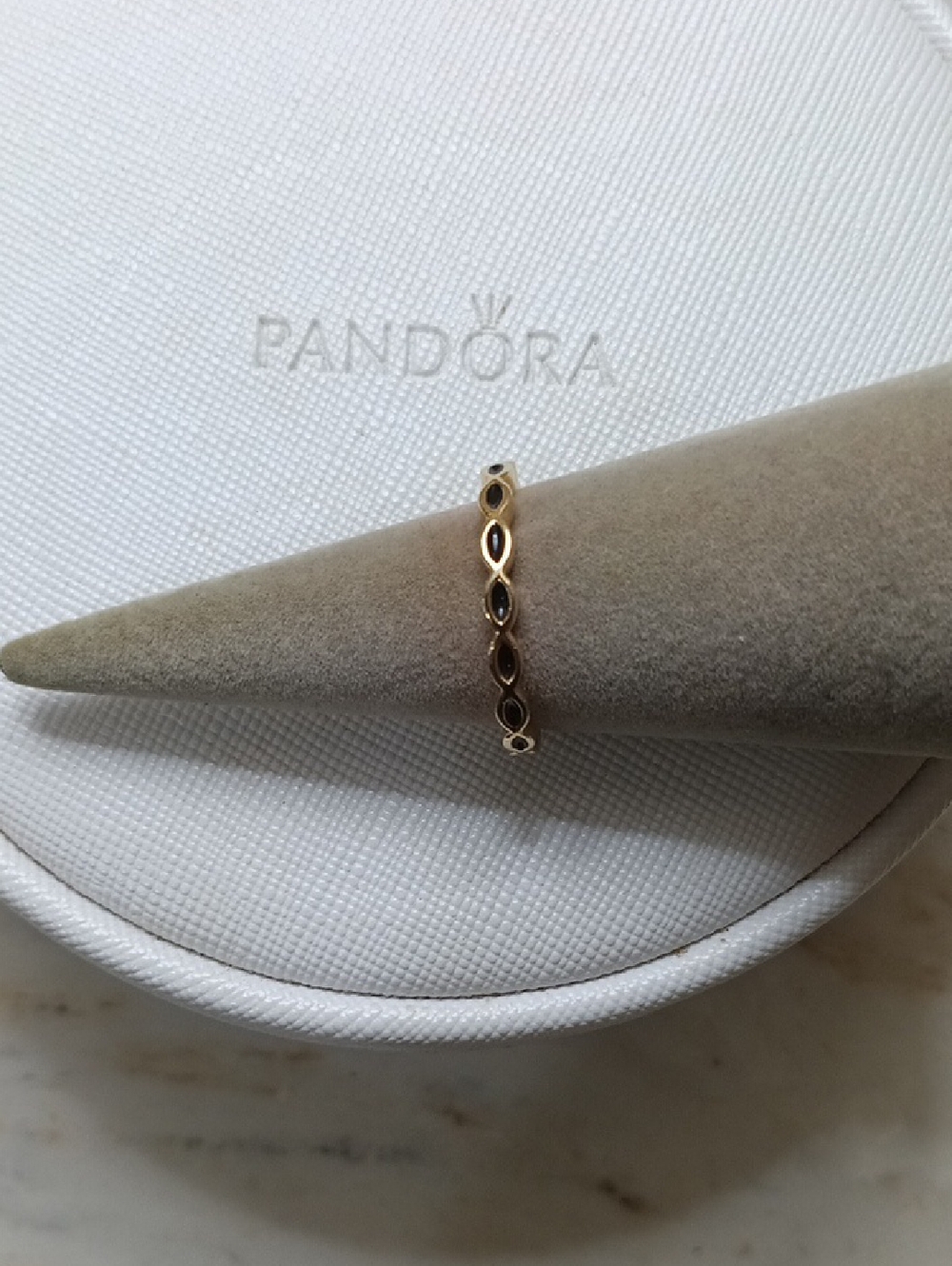 Pandora 14k Gold and Black Enamel Ring